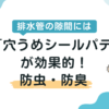 排水管の隙間には、虫も臭いも寄せ付けない「穴うめシールパテ」が効果的！