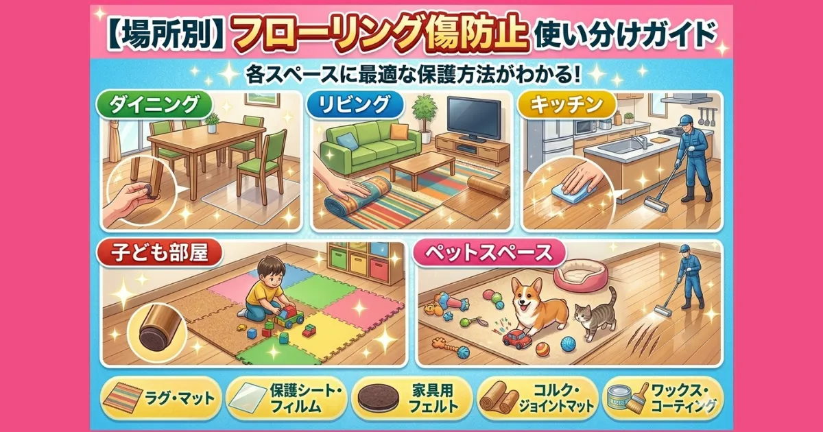 【場所別】フローリング傷防止の使い分けガイド