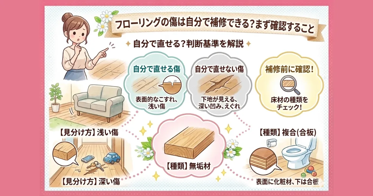 フローリングの傷は自分で補修できる？まず確認すること